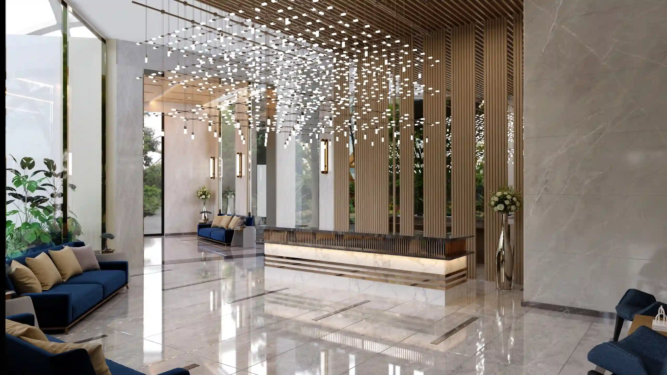 ئیزاین داخلی لابی پروژه ترینیتی از سازنده دکا در منطقه ارجان